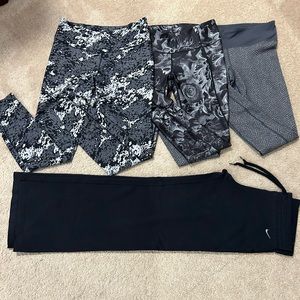 4 pairs full length leggings - 2Nike, 1 Under Armour, 1 Calia